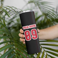 Custom Patriotic Eagle Motocross Skinny Tumbler with American Flag and Rider Design - Wonder Print Shop