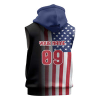 Custom Patriotic Eagle Motocross Sleeveless Hoodie with American Flag and Rider Design - Wonder Print Shop