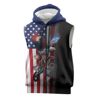 Custom Patriotic Eagle Motocross Sleeveless Zip Hoodie with American Flag and Rider Design - Wonder Print Shop