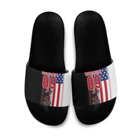 Custom Patriotic Eagle Motocross Slide Sandals with American Flag and Rider Design - Wonder Print Shop