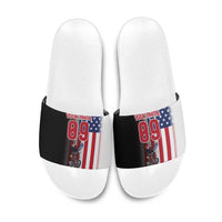 Custom Patriotic Eagle Motocross Slide Sandals with American Flag and Rider Design - Wonder Print Shop