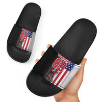 Custom Patriotic Eagle Motocross Slide Sandals with American Flag and Rider Design - Wonder Print Shop