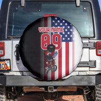 Custom Patriotic Eagle Motocross Spare Tire Cover with American Flag and Rider Design - Wonder Print Shop
