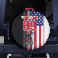 Custom Patriotic Eagle Motocross Spare Tire Cover with American Flag and Rider Design - Wonder Print Shop