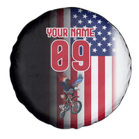Custom Patriotic Eagle Motocross Spare Tire Cover with American Flag and Rider Design - Wonder Print Shop