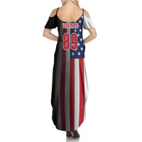 Custom Patriotic Eagle Motocross Summer Maxi Dress with American Flag and Rider Design - Wonder Print Shop