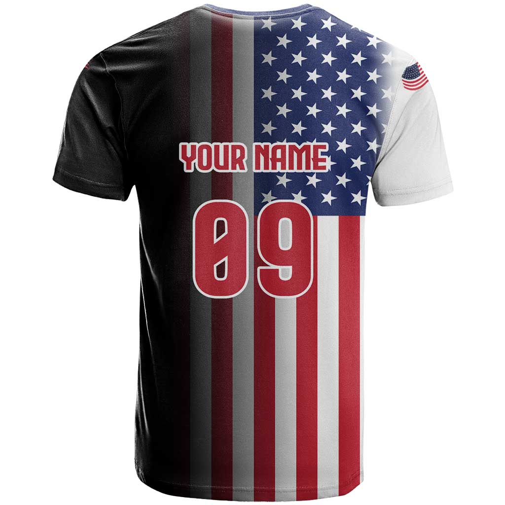 Custom Patriotic Eagle Motocross T Shirt with American Flag and Rider Design - Wonder Print Shop