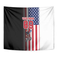 Custom Patriotic Eagle Motocross Tapestry with American Flag and Rider Design - Wonder Print Shop