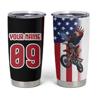 Custom Patriotic Eagle Motocross Tumbler Cup with American Flag and Rider Design - Wonder Print Shop