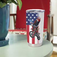 Custom Patriotic Eagle Motocross Tumbler Cup with American Flag and Rider Design - Wonder Print Shop