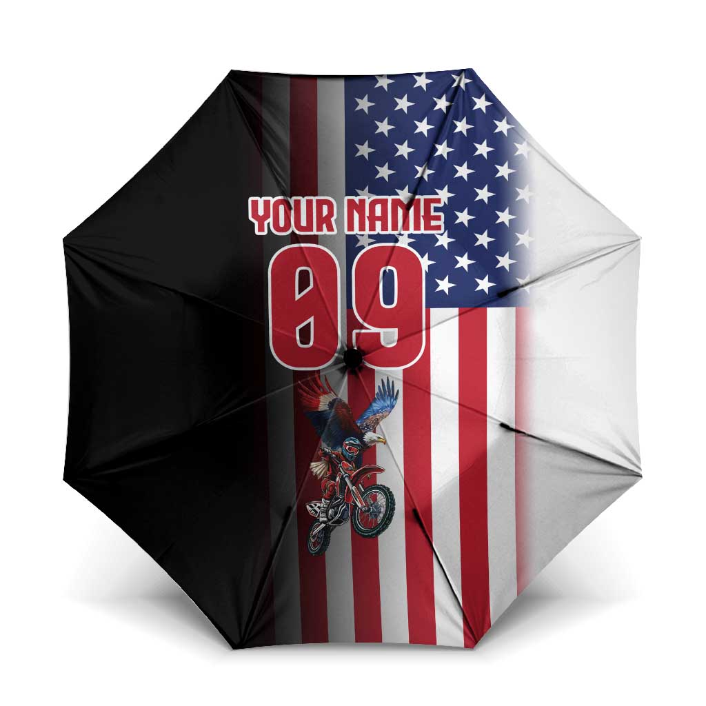 Custom Patriotic Eagle Motocross Umbrella with American Flag and Rider Design - Wonder Print Shop