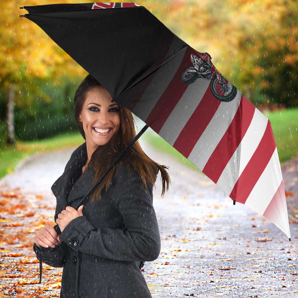Custom Patriotic Eagle Motocross Umbrella with American Flag and Rider Design - Wonder Print Shop