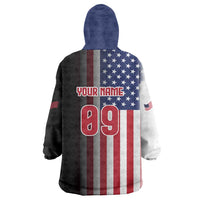 Custom Patriotic Eagle Motocross Wearable Blanket Hoodie with American Flag and Rider Design - Wonder Print Shop