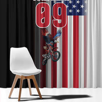 Custom Patriotic Eagle Motocross Window Curtain with American Flag and Rider Design - Wonder Print Shop