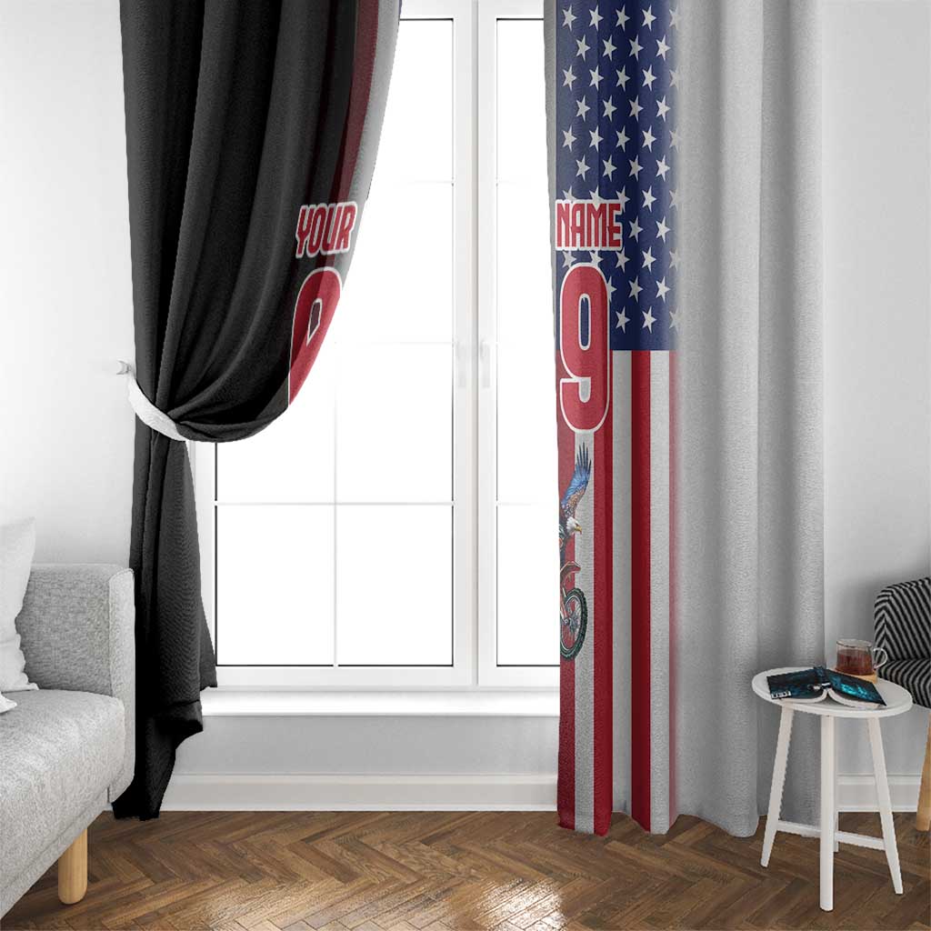 Custom Patriotic Eagle Motocross Window Curtain with American Flag and Rider Design - Wonder Print Shop