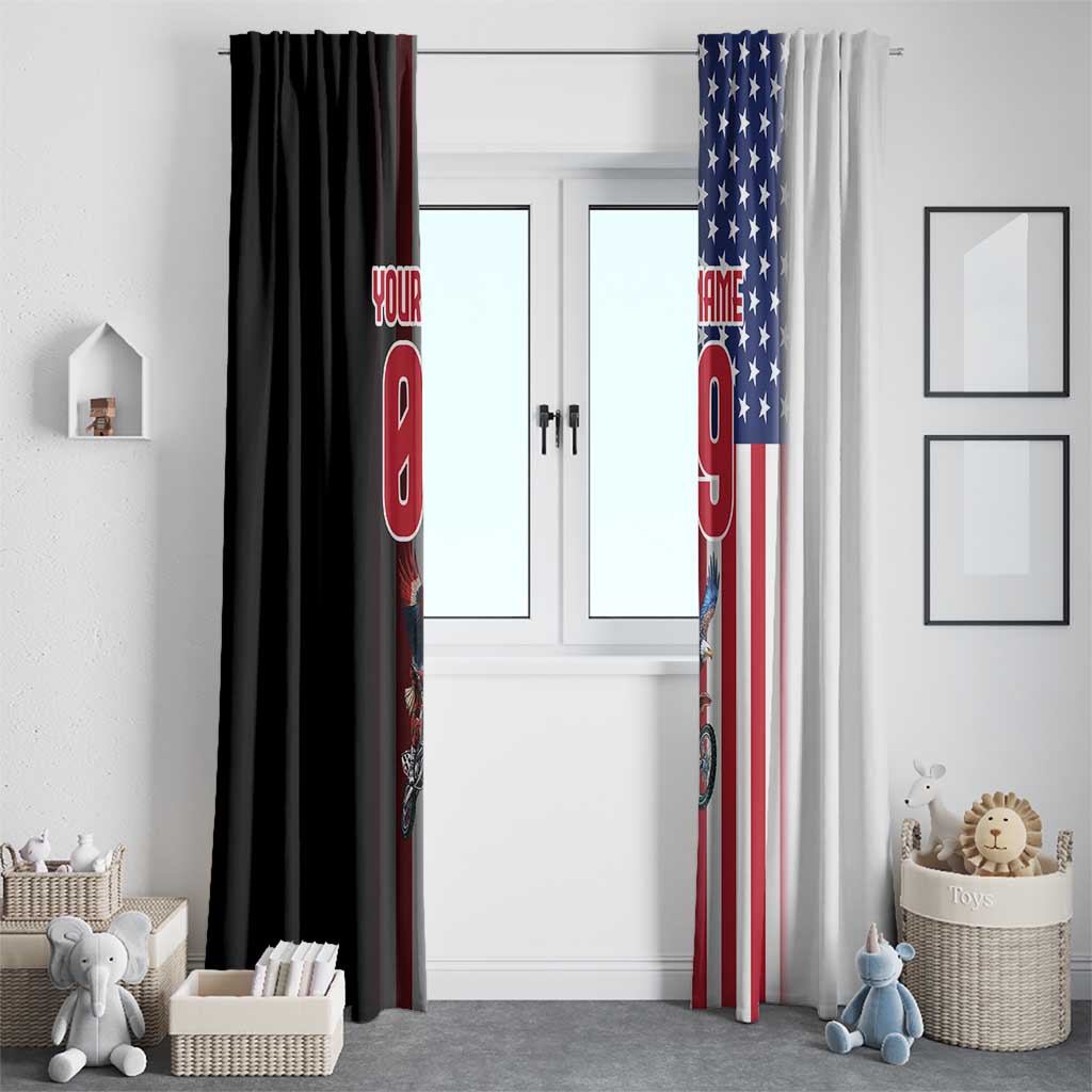 Custom Patriotic Eagle Motocross Window Curtain with American Flag and Rider Design - Wonder Print Shop