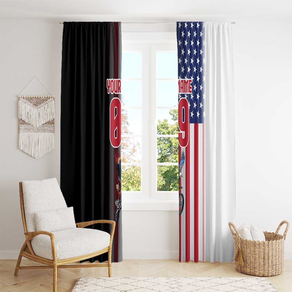 Custom Patriotic Eagle Motocross Window Curtain with American Flag and Rider Design - Wonder Print Shop