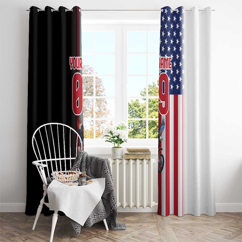 Custom Patriotic Eagle Motocross Window Curtain with American Flag and Rider Design - Wonder Print Shop