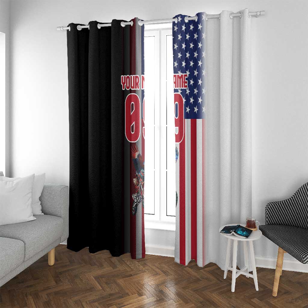 Custom Patriotic Eagle Motocross Window Curtain with American Flag and Rider Design - Wonder Print Shop