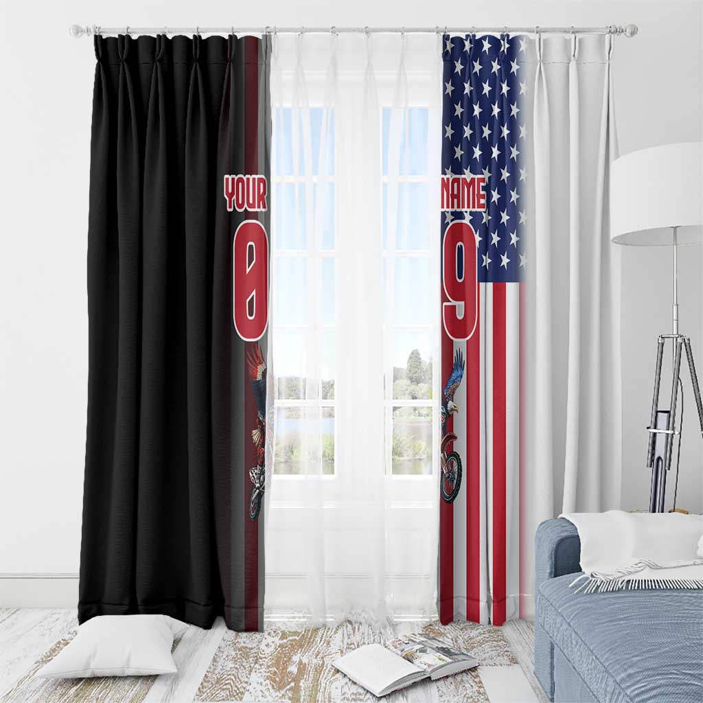 Custom Patriotic Eagle Motocross Window Curtain with American Flag and Rider Design - Wonder Print Shop