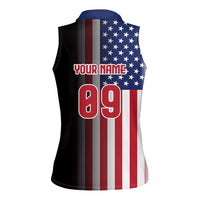 Custom Patriotic Eagle Motocross Women Sleeveless Polo Shirt with American Flag and Rider Design - Wonder Print Shop