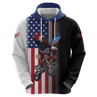 Custom Patriotic Eagle Motocross Zip Hoodie with American Flag and Rider Design - Wonder Print Shop