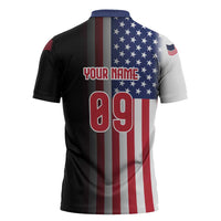 Custom Patriotic Eagle Motocross Zipper Polo Shirt with American Flag and Rider Design - Wonder Print Shop