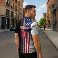 Custom Patriotic Eagle Motocross Zipper Polo Shirt with American Flag and Rider Design - Wonder Print Shop