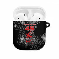 Custom Motocross Dirt Bike AirPods Case with Red Rider and Honeycomb Grunge Design - Wonder Print Shop