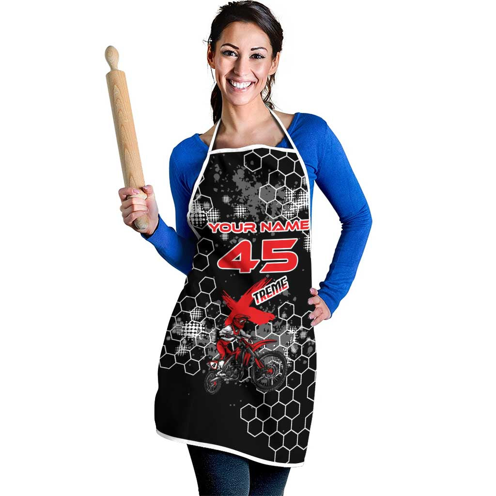 Custom Motocross Dirt Bike Apron with Red Rider and Honeycomb Grunge Design - Wonder Print Shop