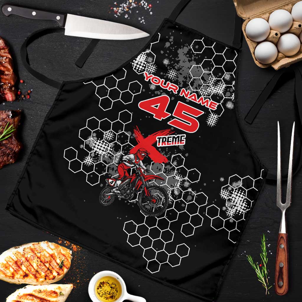 Custom Motocross Dirt Bike Apron with Red Rider and Honeycomb Grunge Design - Wonder Print Shop