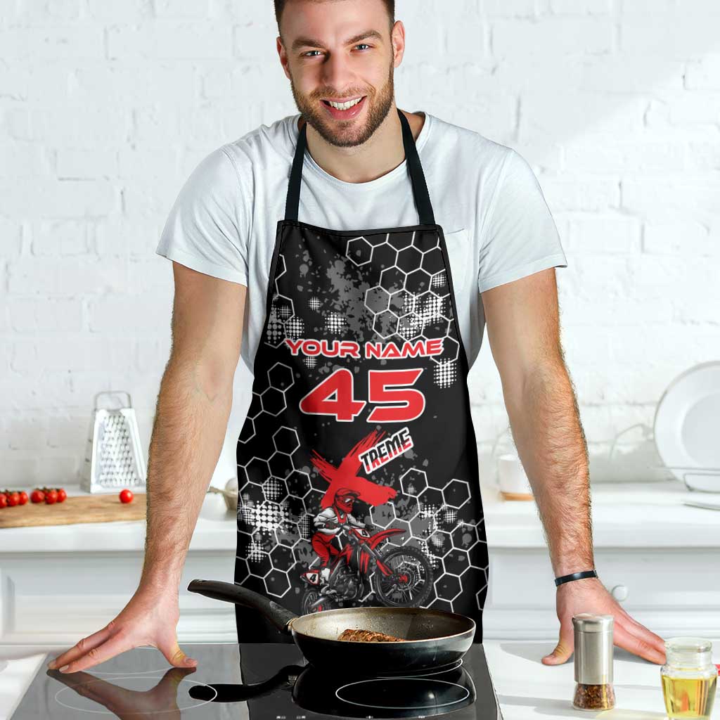 Custom Motocross Dirt Bike Apron with Red Rider and Honeycomb Grunge Design - Wonder Print Shop