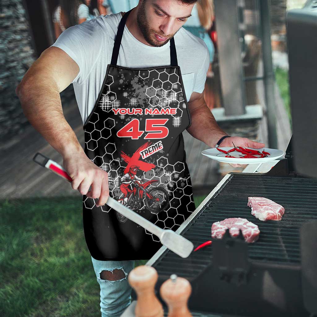 Custom Motocross Dirt Bike Apron with Red Rider and Honeycomb Grunge Design - Wonder Print Shop