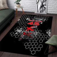 Custom Motocross Dirt Bike Area Rug with Red Rider and Honeycomb Grunge Design - Wonder Print Shop