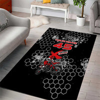 Custom Motocross Dirt Bike Area Rug with Red Rider and Honeycomb Grunge Design - Wonder Print Shop
