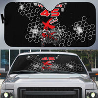 Custom Motocross Dirt Bike Auto Sun Shade with Red Rider and Honeycomb Grunge Design - Wonder Print Shop