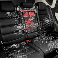 Custom Motocross Dirt Bike Back Car Seat Cover with Red Rider and Honeycomb Grunge Design - Wonder Print Shop