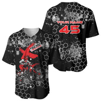Custom Motocross Dirt Bike Baseball Jersey with Red Rider and Honeycomb Grunge Design - Wonder Print Shop