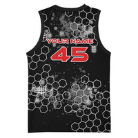 Custom Motocross Dirt Bike Basketball Jersey with Red Rider and Honeycomb Grunge Design - Wonder Print Shop
