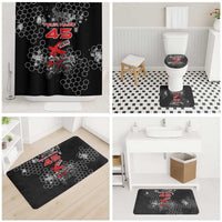 Custom Motocross Dirt Bike Bathroom Set with Red Rider and Honeycomb Grunge Design - Wonder Print Shop
