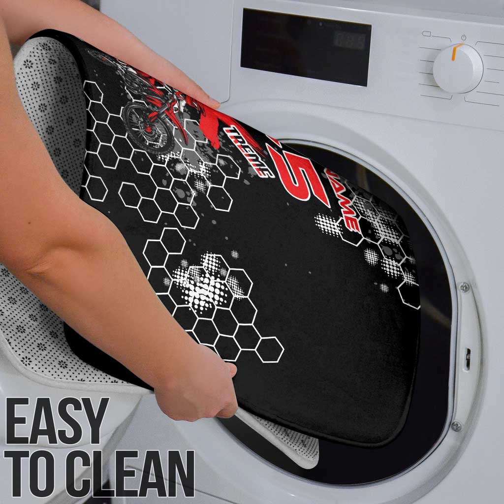 Custom Motocross Dirt Bike Bathroom Set with Red Rider and Honeycomb Grunge Design - Wonder Print Shop