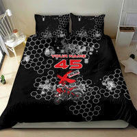 Custom Motocross Dirt Bike Bedding Set with Red Rider and Honeycomb Grunge Design - Wonder Print Shop