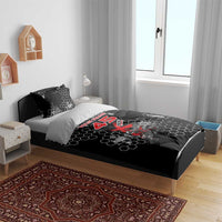 Custom Motocross Dirt Bike Bedding Set with Red Rider and Honeycomb Grunge Design - Wonder Print Shop
