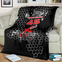 Custom Motocross Dirt Bike Blanket with Red Rider and Honeycomb Grunge Design - Wonder Print Shop