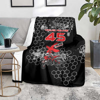 Custom Motocross Dirt Bike Blanket with Red Rider and Honeycomb Grunge Design - Wonder Print Shop