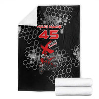 Custom Motocross Dirt Bike Blanket with Red Rider and Honeycomb Grunge Design - Wonder Print Shop