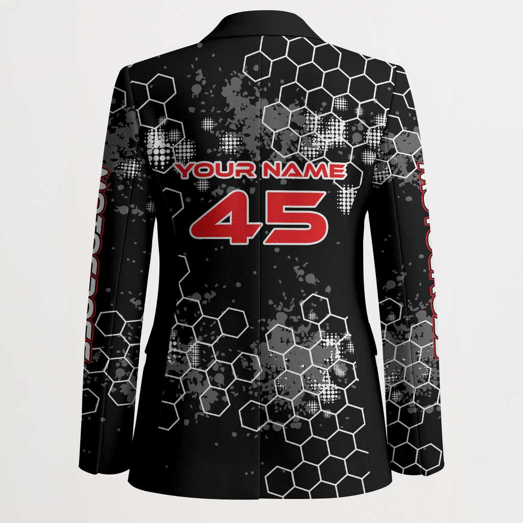 Custom Motocross Dirt Bike Blazer with Red Rider and Honeycomb Grunge Design - Wonder Print Shop