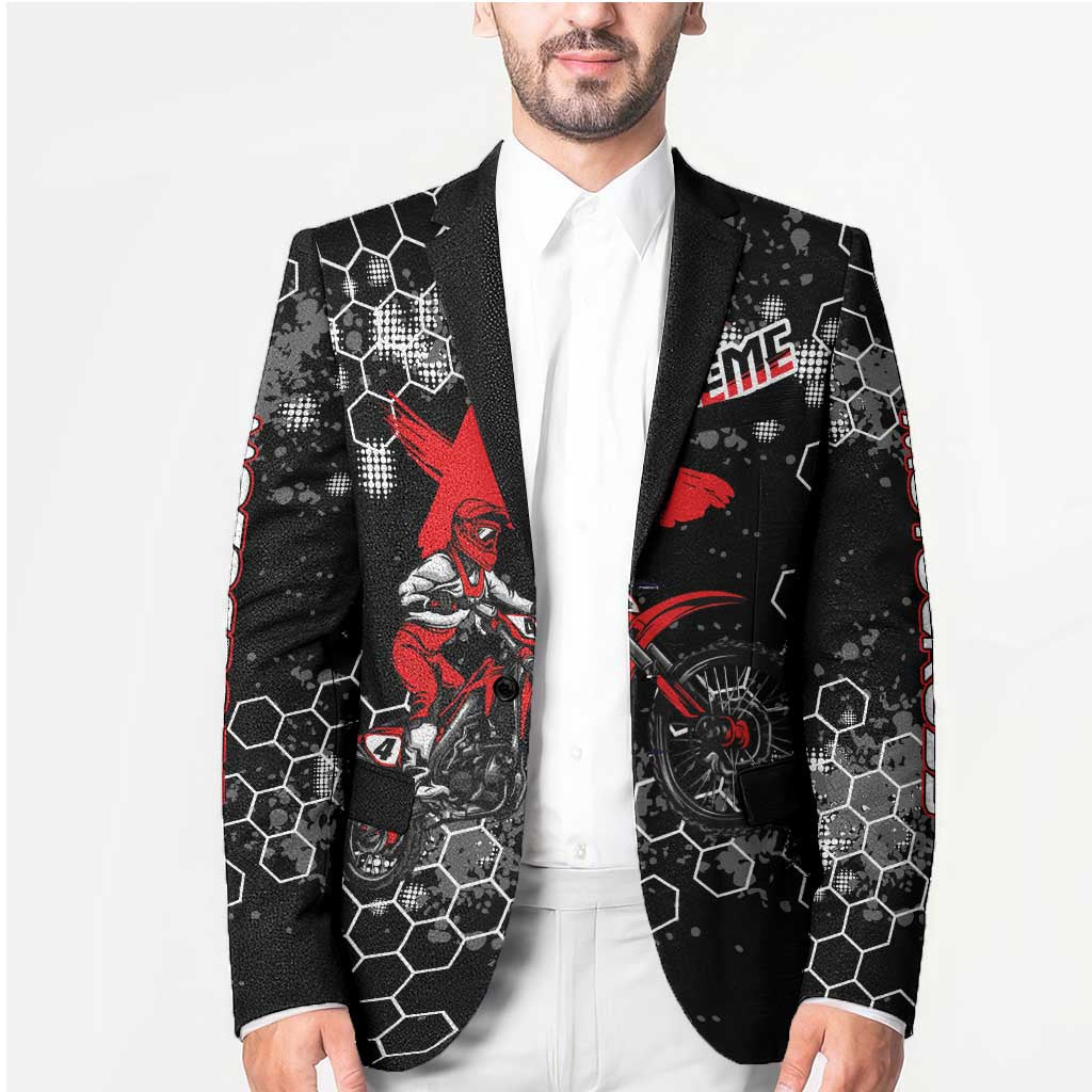 Custom Motocross Dirt Bike Blazer with Red Rider and Honeycomb Grunge Design - Wonder Print Shop