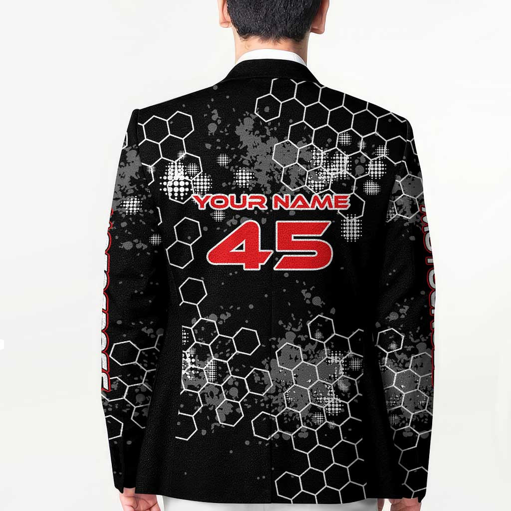 Custom Motocross Dirt Bike Blazer with Red Rider and Honeycomb Grunge Design - Wonder Print Shop
