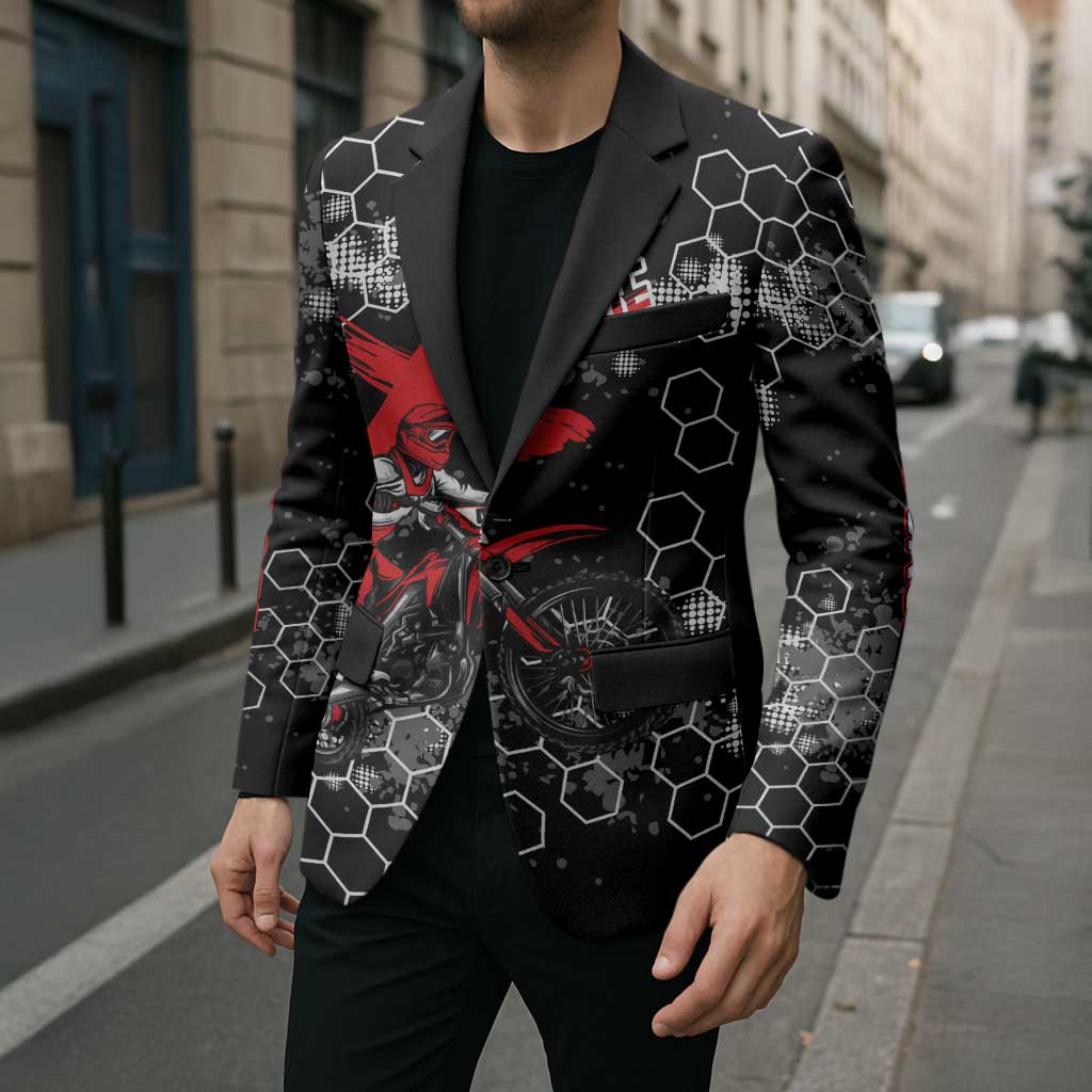 Custom Motocross Dirt Bike Blazer with Red Rider and Honeycomb Grunge Design - Wonder Print Shop